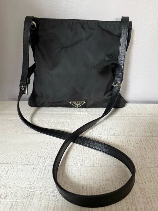 Prada Black Crossbody with Pink and Peach Floral Appliqués - Picture 3 of 3